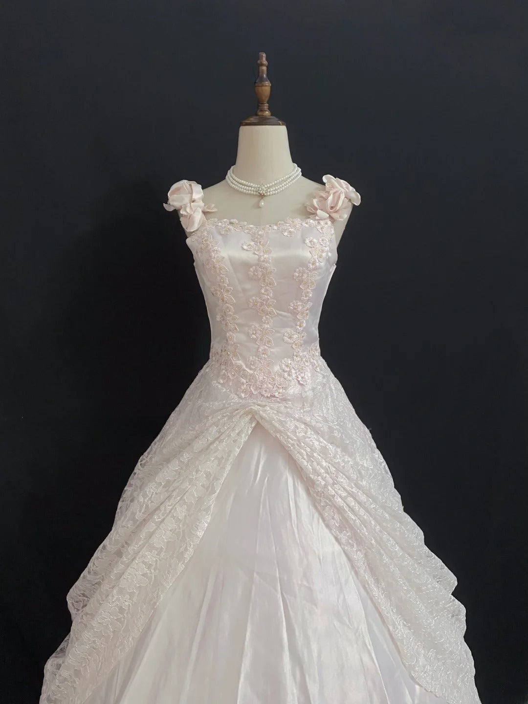 Princesses Fairytale Ball Gown Straps Sweetheart Pink Lace Long Quince Dress Quinceanera Dresses Formal Birthday Outfits RB7963
