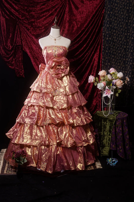 Sweety Ball Gown Pink With Appliqued Strapless Long Quinceanera Dresses For Sweet 15 15 Anos Gown Formal Outfits RB8646