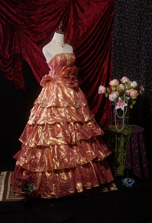 Sweety Ball Gown Pink With Appliqued Strapless Long Quinceanera Dresses For Sweet 15 15 Anos Gown Formal Outfits RB8646