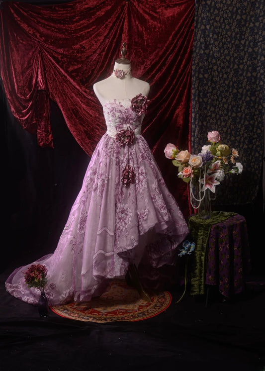 Süßes Ballkleid Flieder Spitze Trägerlos Langes Abschlussballkleid für Sweet 15 15 Anos Kleid Formelle Outfits RB8647