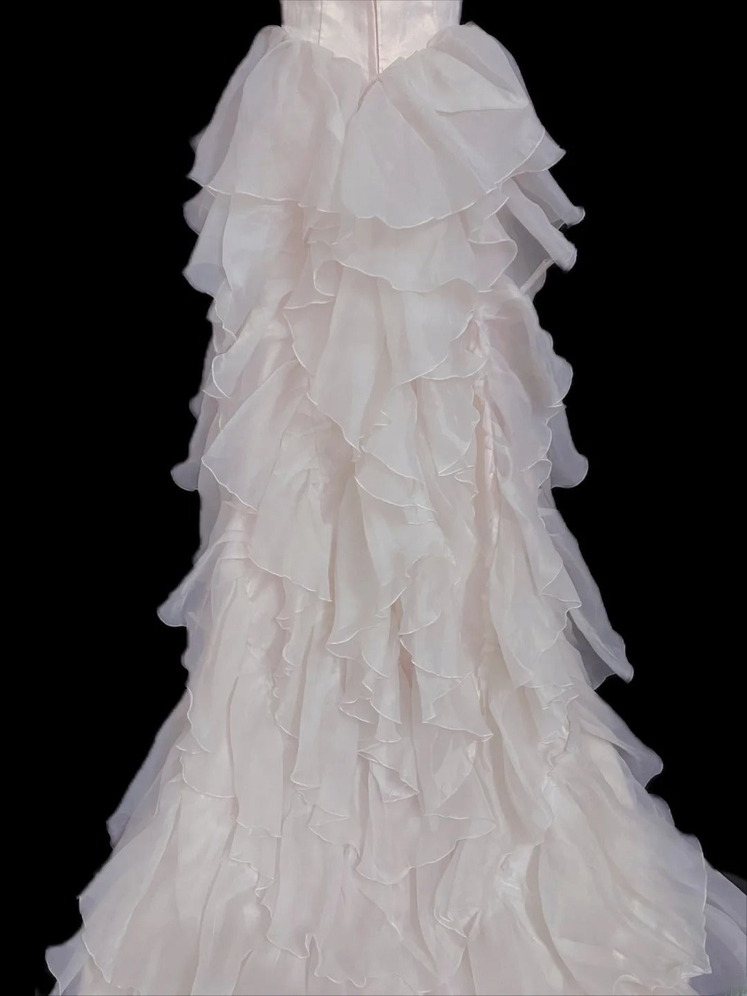 Vintage 80s High Low Strapless Light Pink Chiffon Prom Dresses Formal Outfits Evening Night Dress RB7993