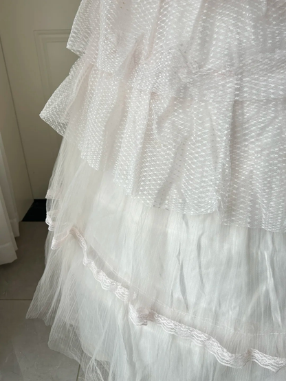 Sweet 16 Quinceanera Dress Ball Gown Strapless Light Pearl Pink With Ruffled Tiered Layers Birthday Party Gown RC0912