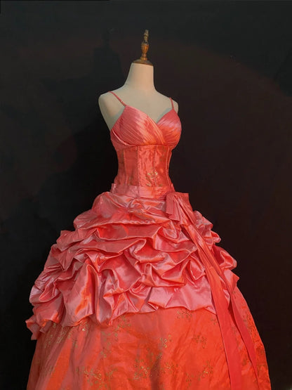 Dream Ball Gown Straps Satin Poofy Long With Tiered Layers Quince Dress inspo Quinceanera Dresses Sweet 15 16 Outfits RB7797