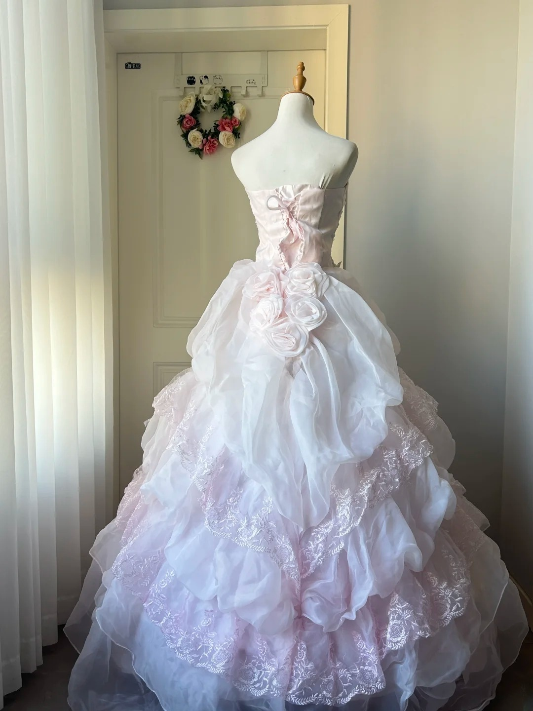 Sweet 16 Quinceanera Dress Ball Gown Sweetheart Pink With Tiered Layers Lace 16th Birthday Party Gown RC0927