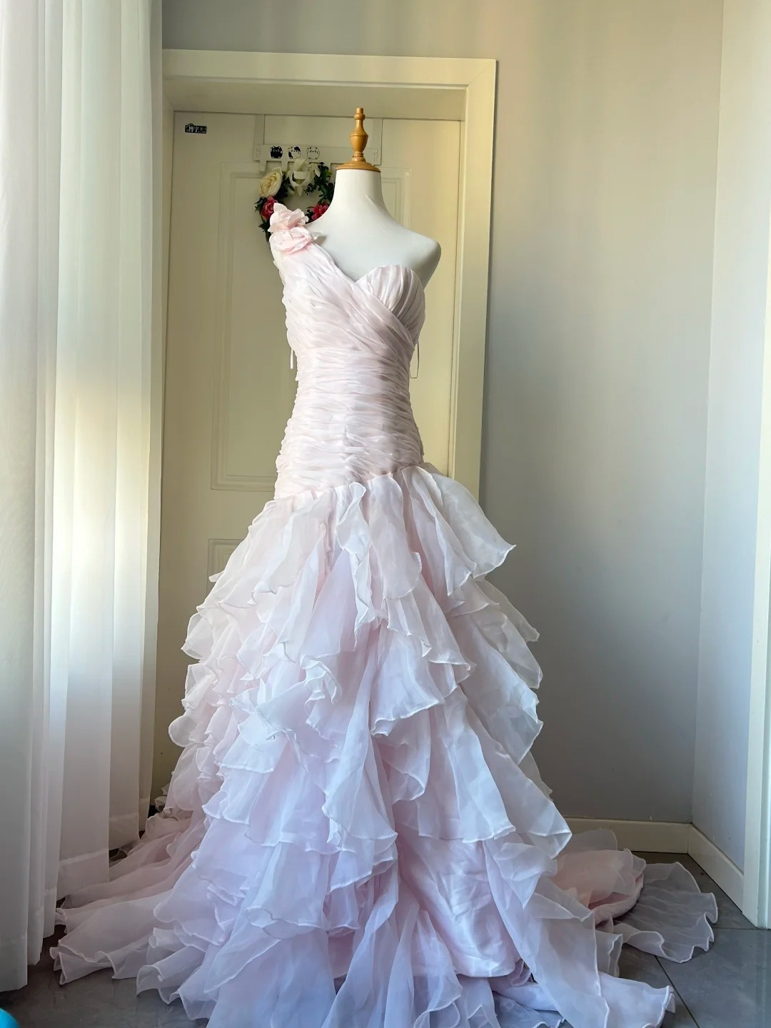 Prom Dresses ideas Mermaid Beautiful One Shoulder Pink Long Formal Party Gown 8th Grade Dress RC0928