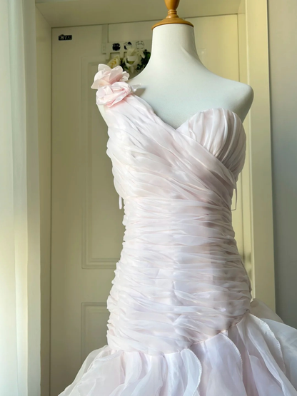 Prom Dresses ideas Mermaid Beautiful One Shoulder Pink Long Formal Party Gown 8th Grade Dress RC0928