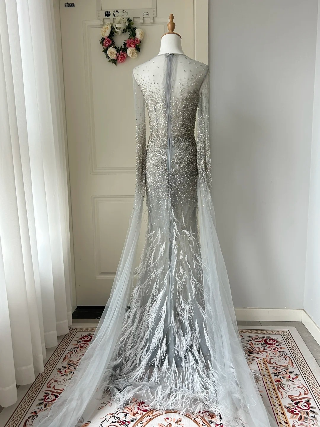 Prom Dresses ideas Mermaid Beautiful Scoop Silver Gray Long Formal Party Gown 8th Grade Dress RC0930