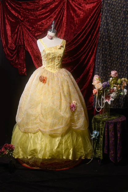 Pretty Ball Gown Yellow Quinceanera Dresses Floral With Flowers For Sweet 15 Anos Celebration Birthday Formal Gown RB8774