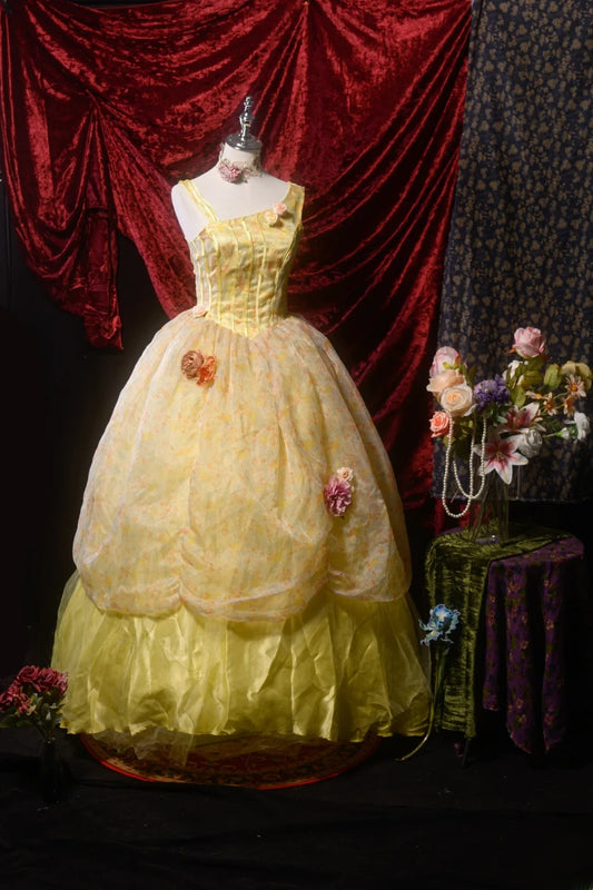 Pretty Ball Gown Yellow Quinceanera Dresses Floral With Flowers For Sweet 15 Anos Celebration Birthday Formal Gown RB8774