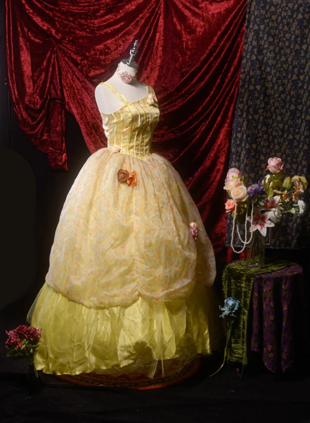 Pretty Ball Gown Yellow Quinceanera Dresses Floral With Flowers For Sweet 15 Anos Celebration Birthday Formal Gown RB8774