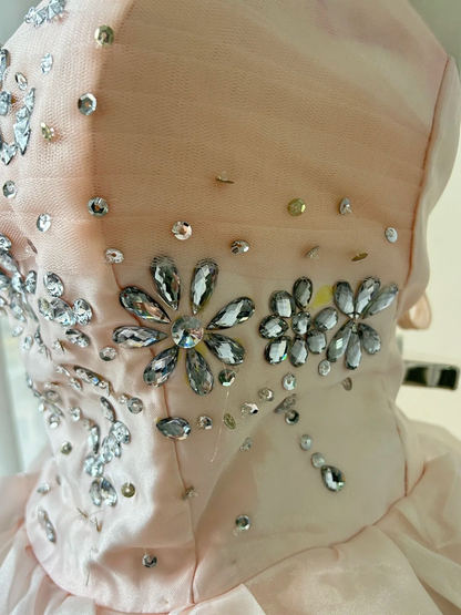 Sweet 16 Quinceanera Dress Ball Gown Sweetheart Pink Tiered Layers With Beaded 16th Birthday Party Gown RC0935