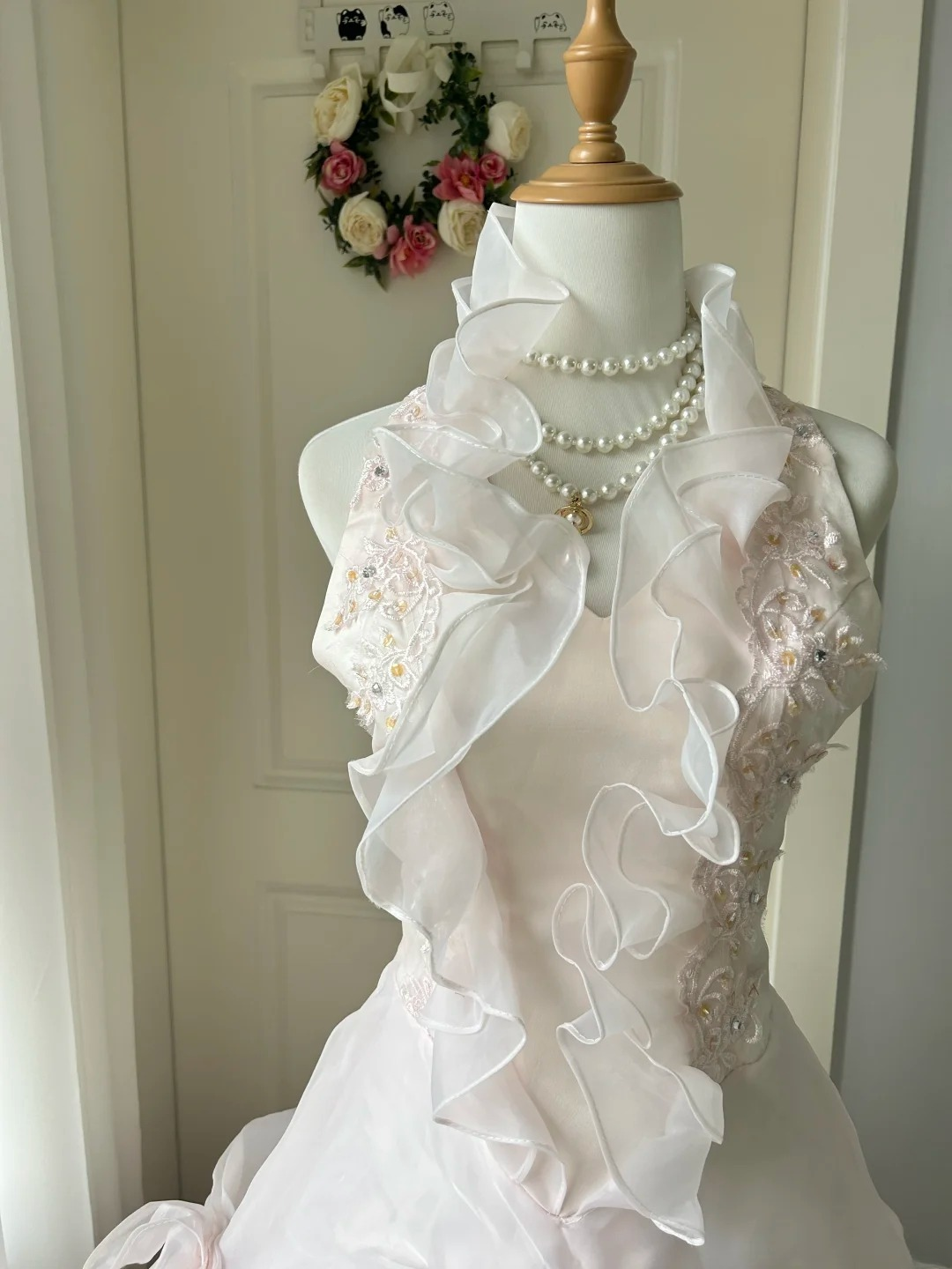 Sweet 16 Quinceanera Dress Ball Gown Halter Pink With Tiered Layers 16th Birthday Party Gown RC0936