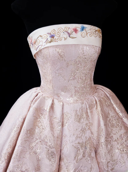 Robe de bal chic sans bretelles rose poudré pour un 16e anniversaire, robe de soirée en dentelle, robe de cocktail AS582