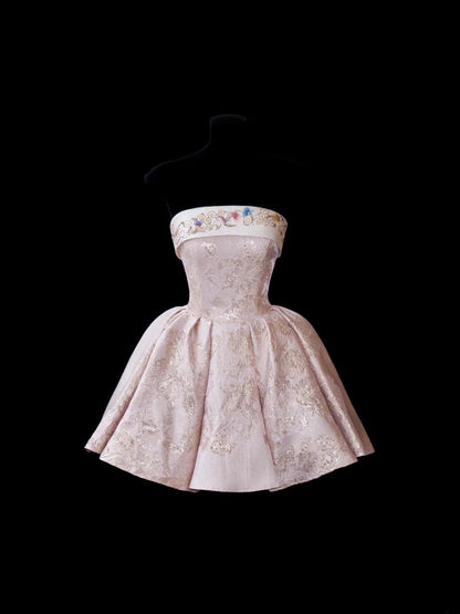 Robe de bal chic sans bretelles rose poudré pour un 16e anniversaire, robe de soirée en dentelle, robe de cocktail AS582