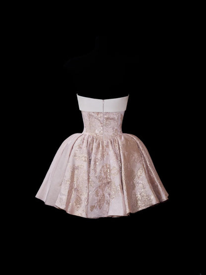 Robe de bal chic sans bretelles rose poudré pour un 16e anniversaire, robe de soirée en dentelle, robe de cocktail AS582