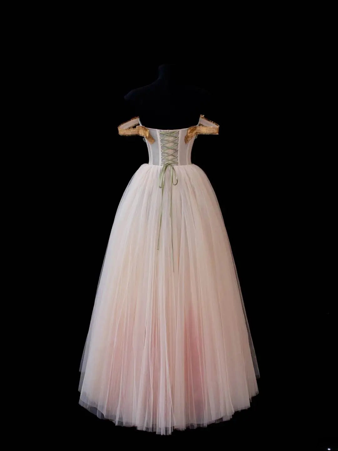 Elegant Ball Gown Off The Shoulder Blush Pink Tulle Lace Long Formal Fancy Evening Dresses Dinner Outfits Classy Party Gowns AS589