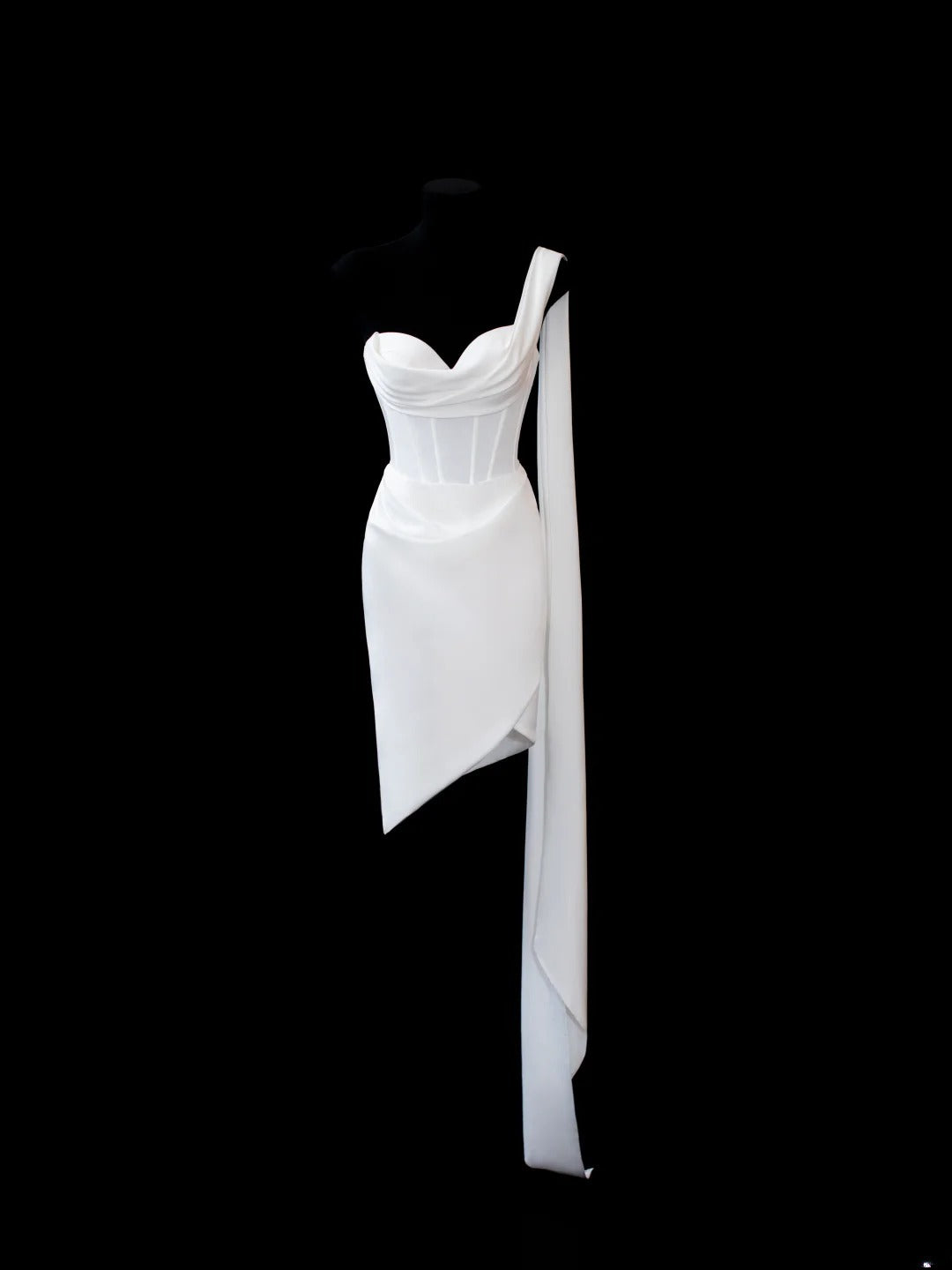 Simple Wedding Gowns 1960s Dresses Sheath One Shoulder Chic Style for Bride Satin Short White Petite/Plus Size Bridal Gown AS590