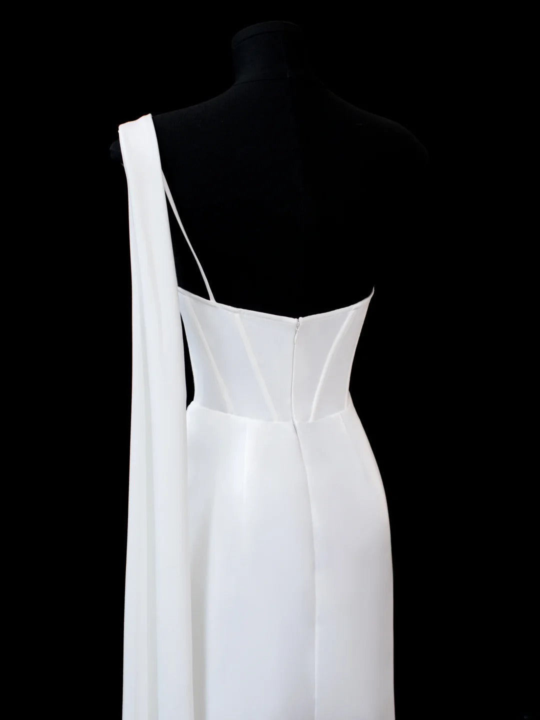 Simple Wedding Gowns 1960s Dresses Sheath One Shoulder Chic Style for Bride Satin Short White Petite/Plus Size Bridal Gown AS590