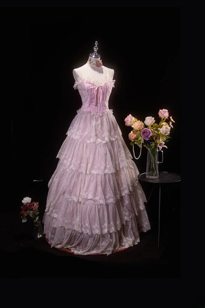 Pretty Ball Gown Straps Pink Quinceanera Dresses With Tiered For Sweet 15 Anos Celebration Birthday Formal Gown RB8779