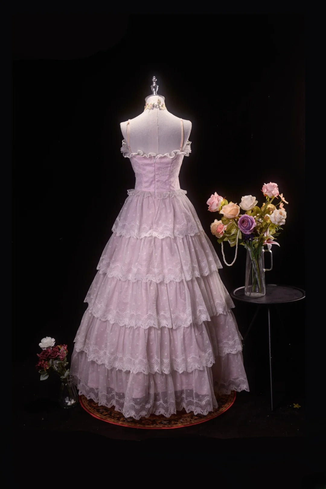 Pretty Ball Gown Straps Pink Quinceanera Dresses With Tiered For Sweet 15 Anos Celebration Birthday Formal Gown RB8779