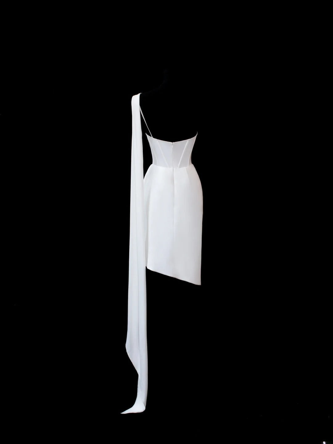 Simple Wedding Gowns 1960s Dresses Sheath One Shoulder Chic Style for Bride Satin Short White Petite/Plus Size Bridal Gown AS590