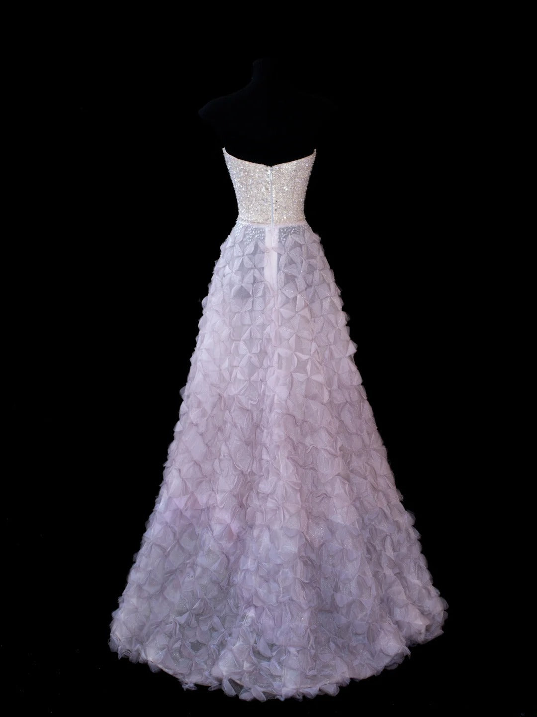 Elegantes, trägerloses Ballkleid aus lila Tüll mit Perlen, langes, formelles Abendkleid, elegantes Partykleid AS592