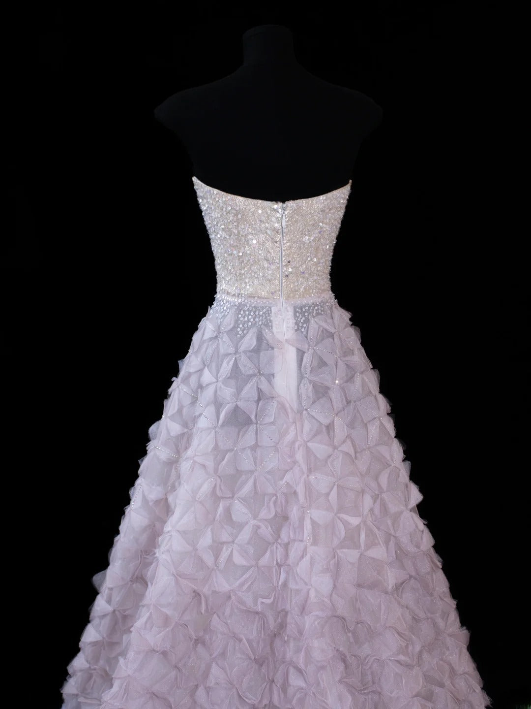 Elegantes, trägerloses Ballkleid aus lila Tüll mit Perlen, langes, formelles Abendkleid, elegantes Partykleid AS592