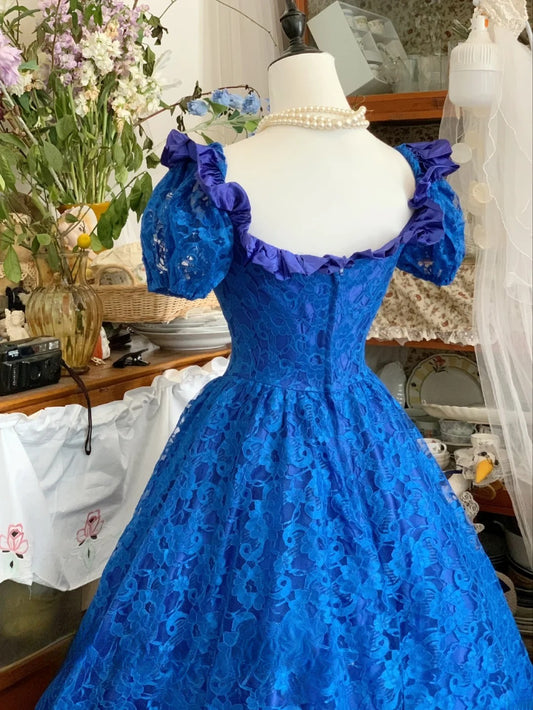 Sweet 16 Dress Ball Gown Sweetheart Royal Blue Lace With Sleeves Vestido De 15 Sweet Sixteen Dress RB9607