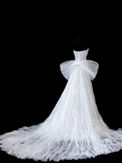 Robe de mariée vintage intemporelle pour femme, coupe trapèze, décolleté cœur, sans manches, en tulle blanc orné de perles, style années 1920, AS596