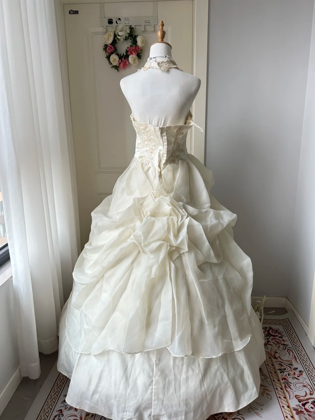 Sweet 16 Quinceanera Dress Ball Gown Halter Light Daffodil With Tiered Lace 16th Birthday Party Outfit RC0950