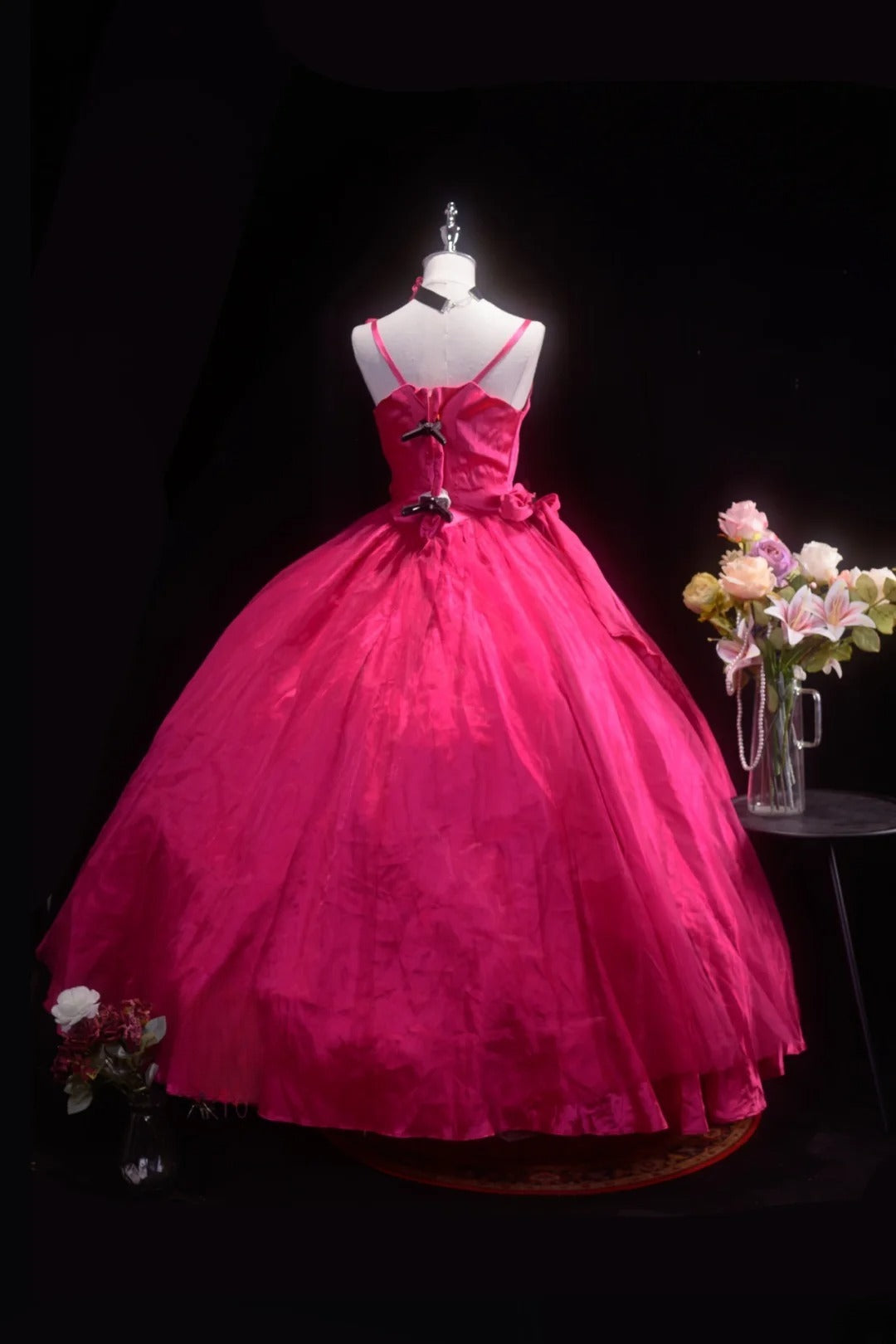 Pretty Ball Gown Hot Pink Quinceanera Dresses With Flowers For Sweet 15 Anos Celebration Birthday Formal Gown RB8783