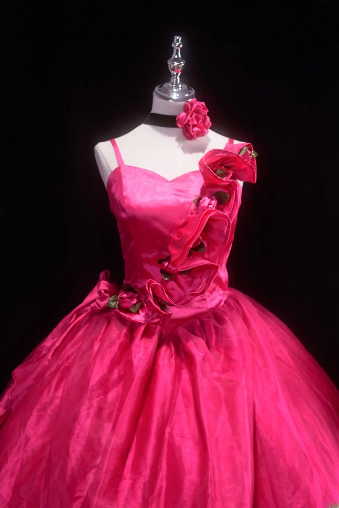 Pretty Ball Gown Hot Pink Quinceanera Dresses With Flowers For Sweet 15 Anos Celebration Birthday Formal Gown RB8783
