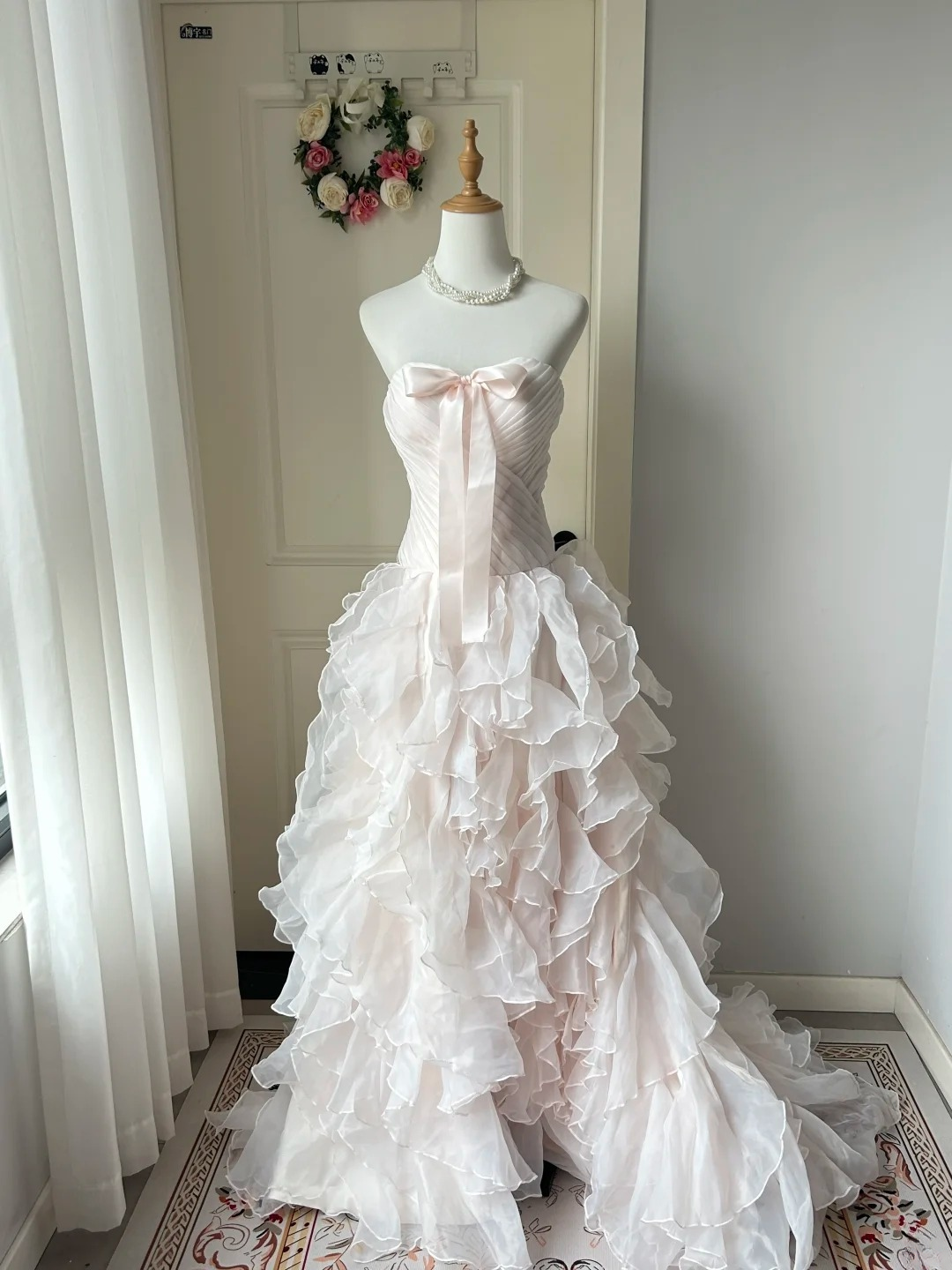 Prom Dresses ideas Modest Sweetheart Mermaid Light Pink Ruffled Tiered Formal Party Gown 8th Grade Dress RC0956