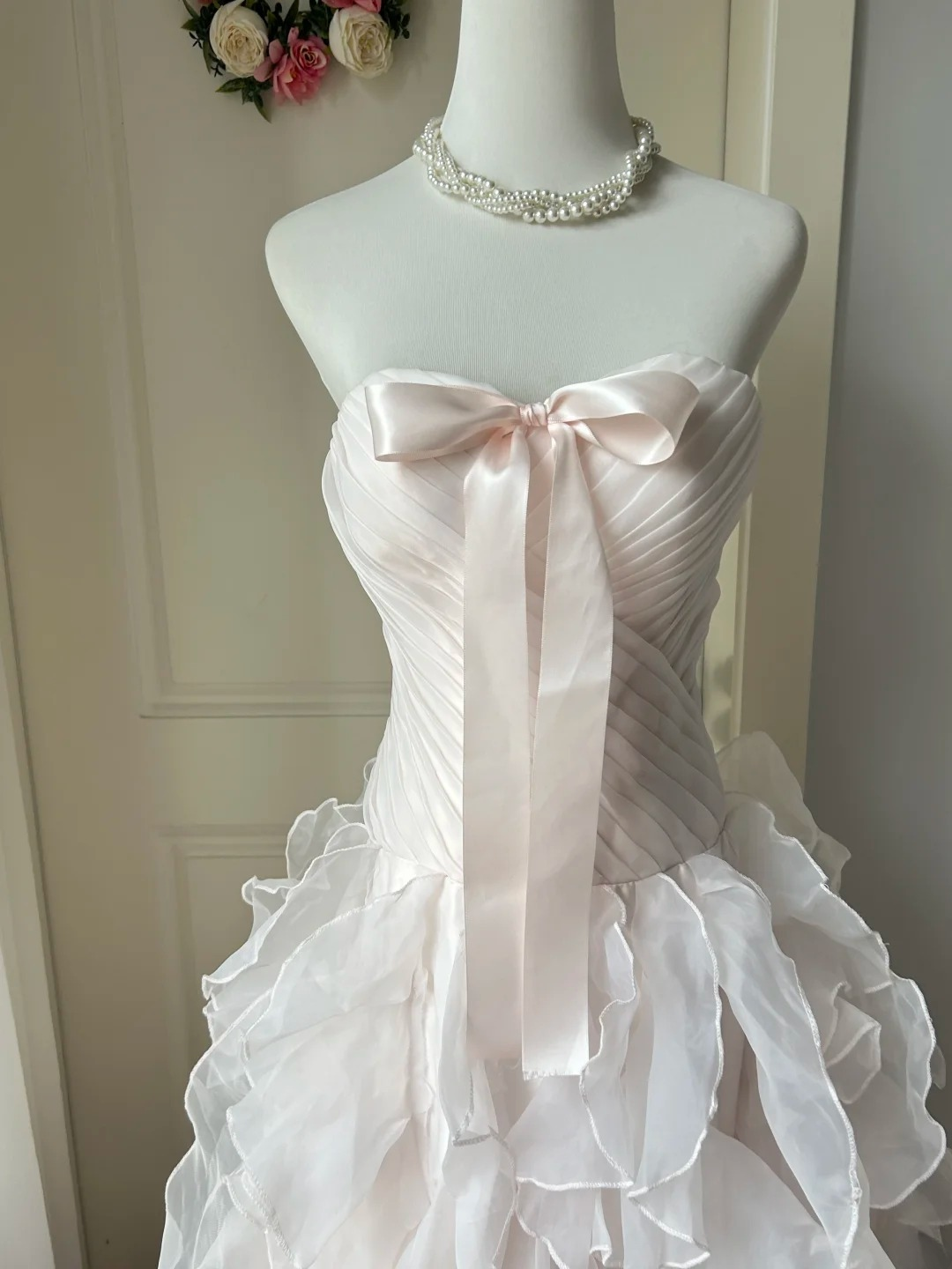 Prom Dresses ideas Modest Sweetheart Mermaid Light Pink Ruffled Tiered Formal Party Gown 8th Grade Dress RC0956