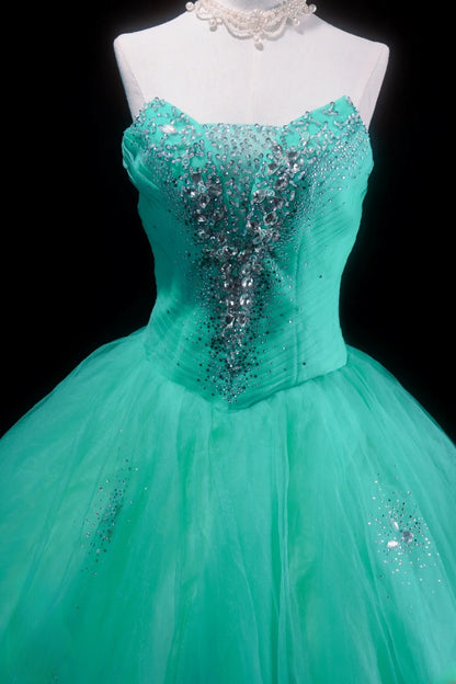 Pretty Ball Gown Blue Tulle Quinceanera Dresses Floral With Beaded For Sweet 15 Anos Celebration Birthday Formal Gown RB8784