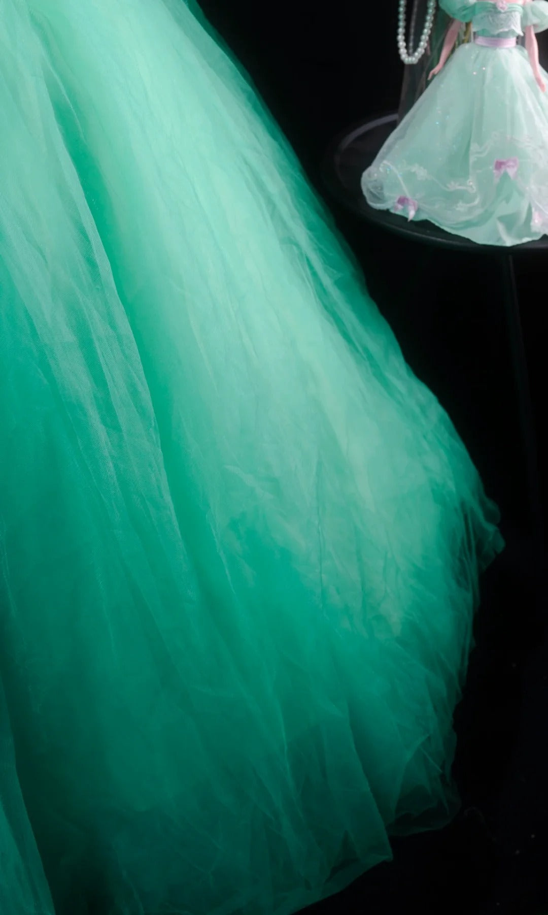 Pretty Ball Gown Blue Tulle Quinceanera Dresses Floral With Beaded For Sweet 15 Anos Celebration Birthday Formal Gown RB8784