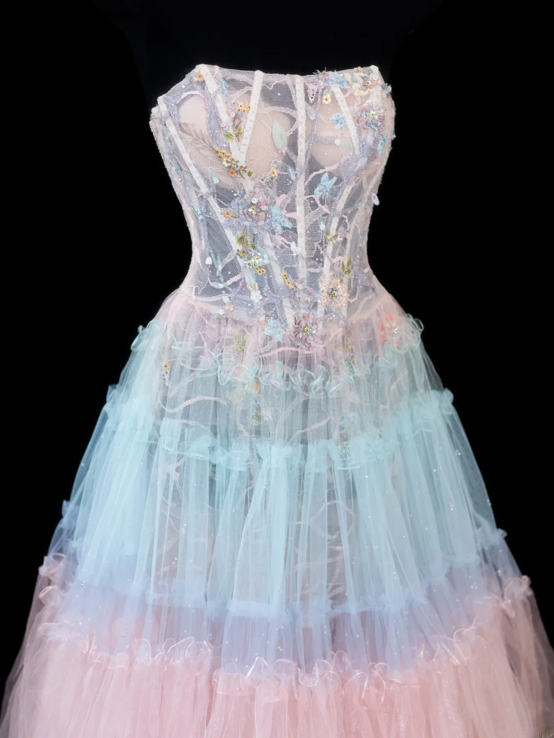 Elegantes, trägerloses Ballkleid in verschiedenen Farben mit Tüllspitze – formelles, festliches Abendkleid, elegantes Partykleid AS606