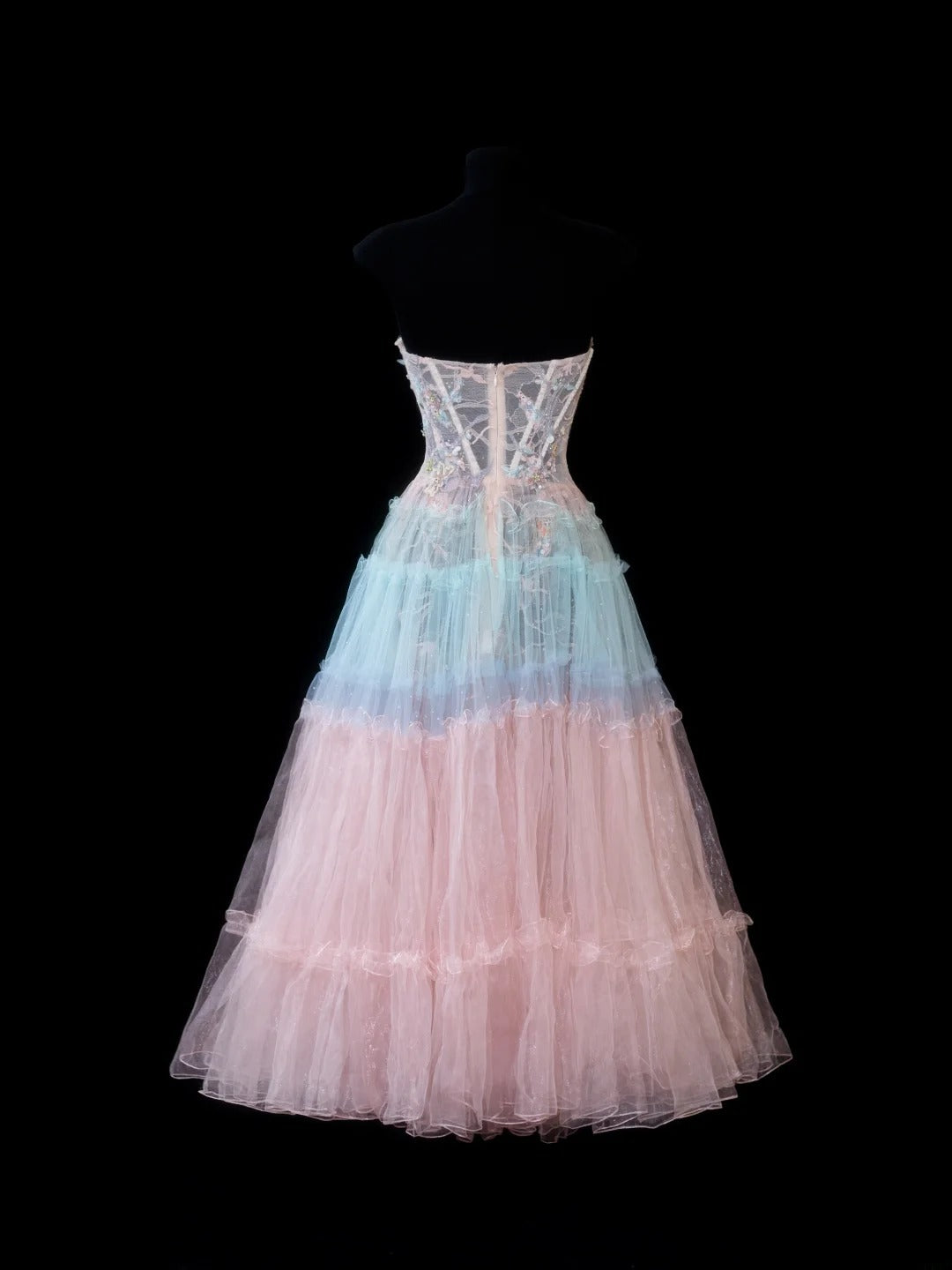 Elegantes, trägerloses Ballkleid in verschiedenen Farben mit Tüllspitze – formelles, festliches Abendkleid, elegantes Partykleid AS606