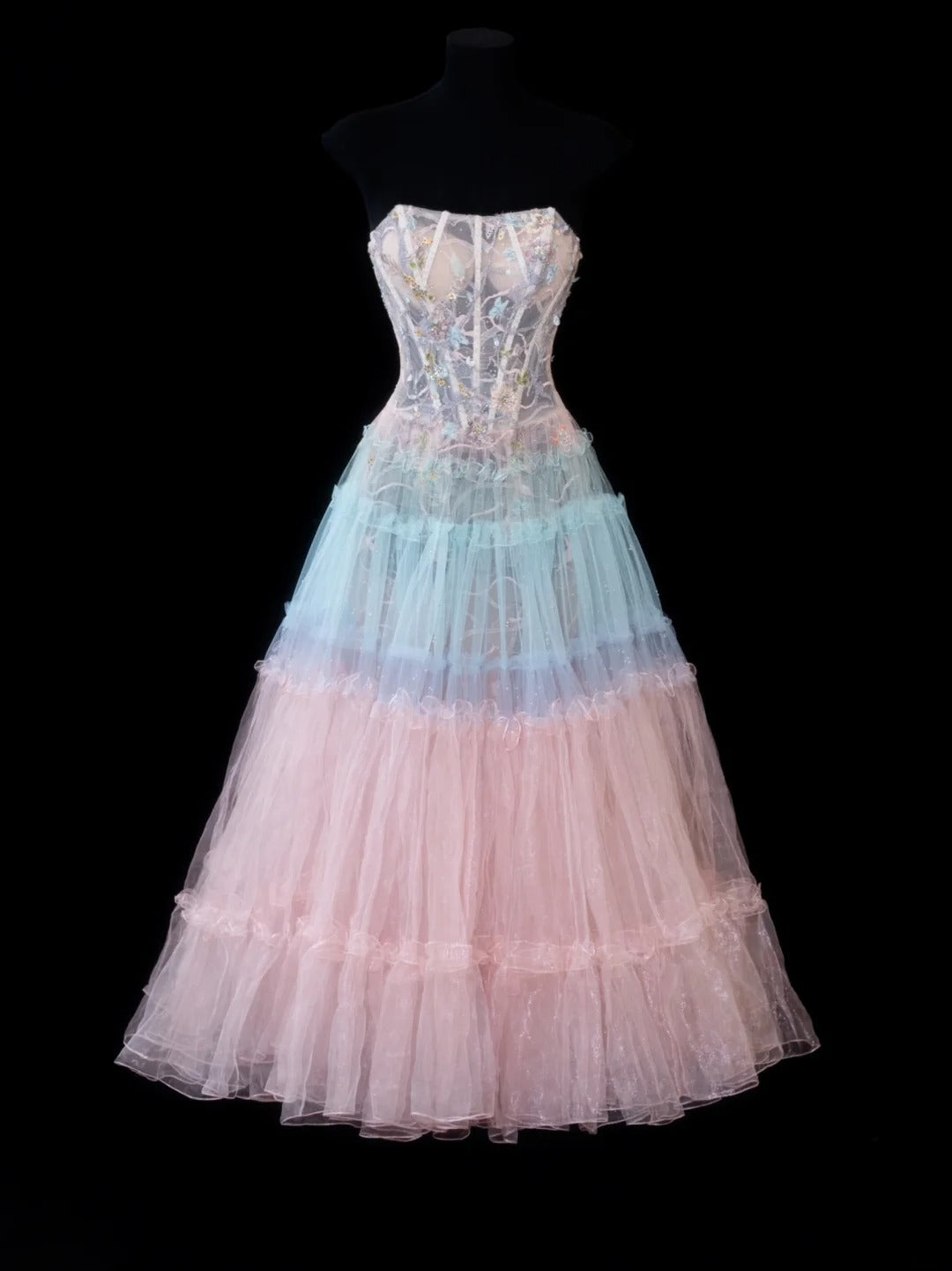 Elegantes, trägerloses Ballkleid in verschiedenen Farben mit Tüllspitze – formelles, festliches Abendkleid, elegantes Partykleid AS606
