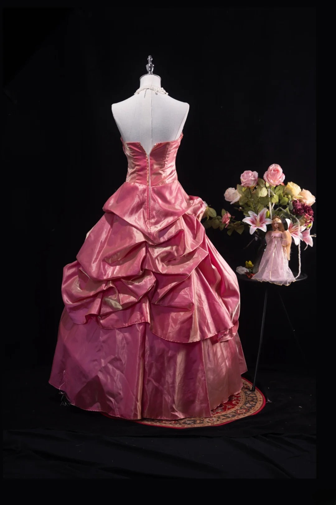 Charming Ball Gown Pink Strapless Quinceanera Dresses With Tiered For Sweet 15 Anos Celebration Birthday Formal Gown RB8786