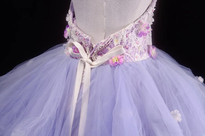 Charming Ball Gown High Neck Lilac Tulle Quinceanera Dresses With Tiered For Sweet 15 Anos Celebration Birthday Formal Gown RB8788