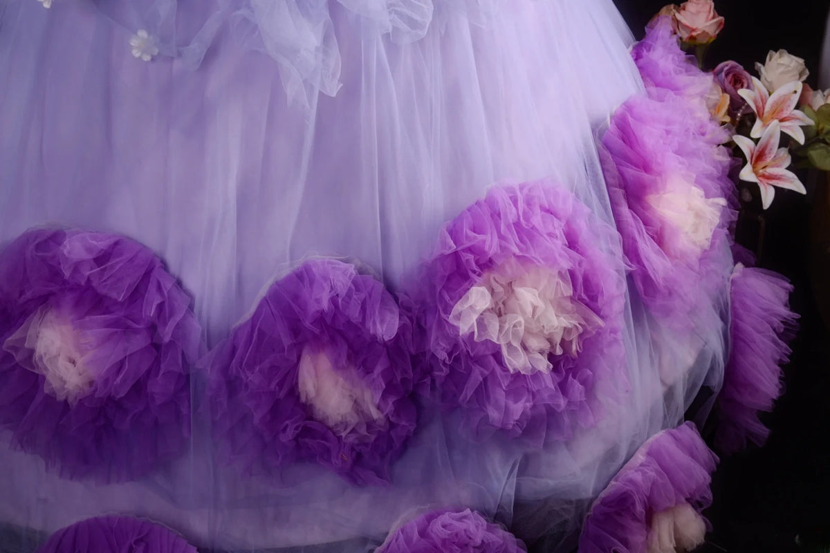 Charming Ball Gown High Neck Lilac Tulle Quinceanera Dresses With Tiered For Sweet 15 Anos Celebration Birthday Formal Gown RB8788