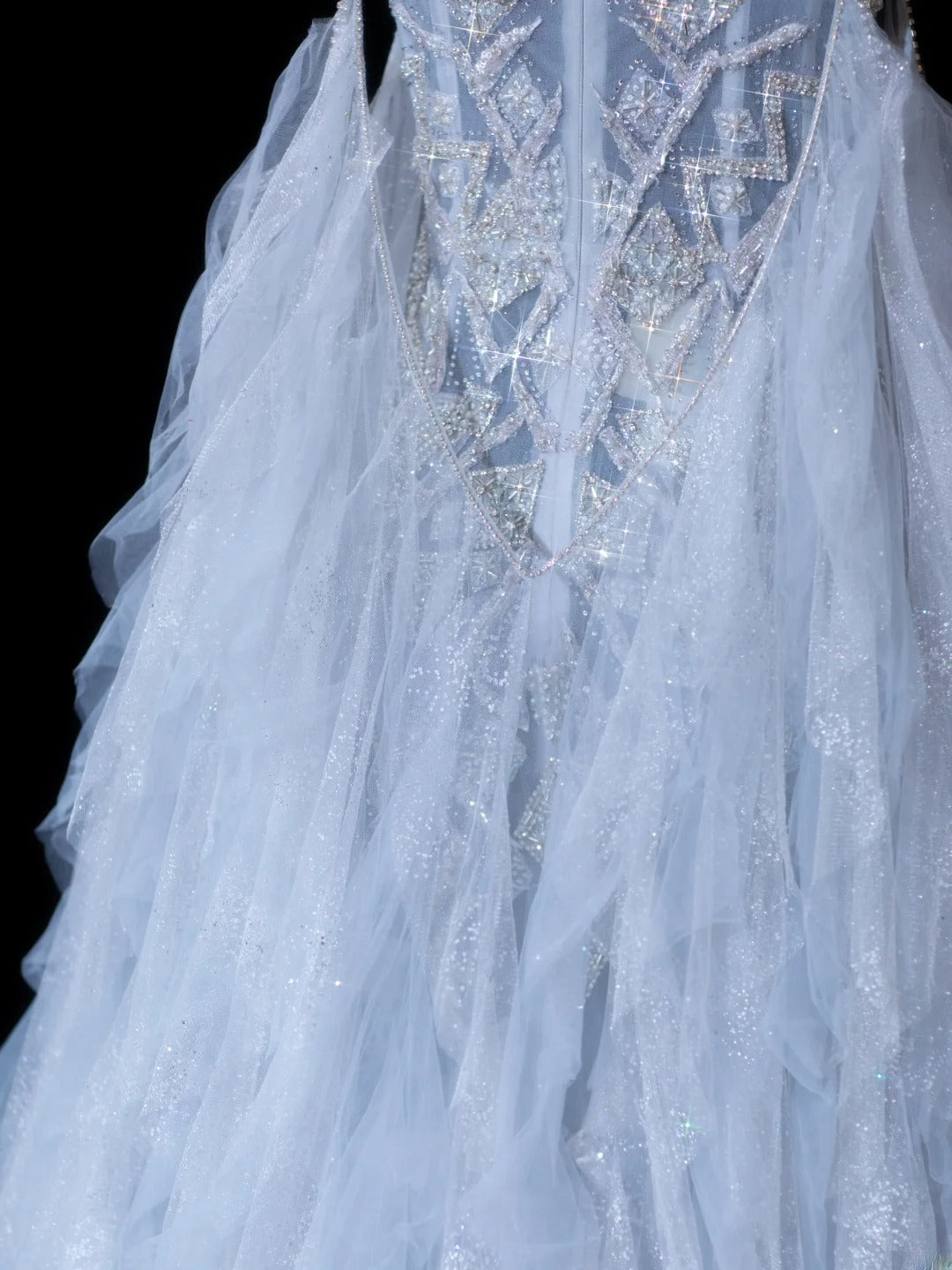 Zeitloses Meerjungfrauen-Brautkleid für Damen, schulterfrei, lange Ärmel, hellblau mit Perlen, tailliert, Vintage-Stil der 1920er Jahre, AS611