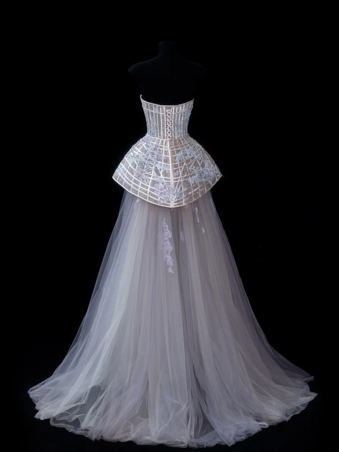 Elegant Ball Gown Strapless Multi Colors Tulle Lace Tops Formal Fancy Long Evening Dresses Dinner Outfits Classy Party Gowns AS613