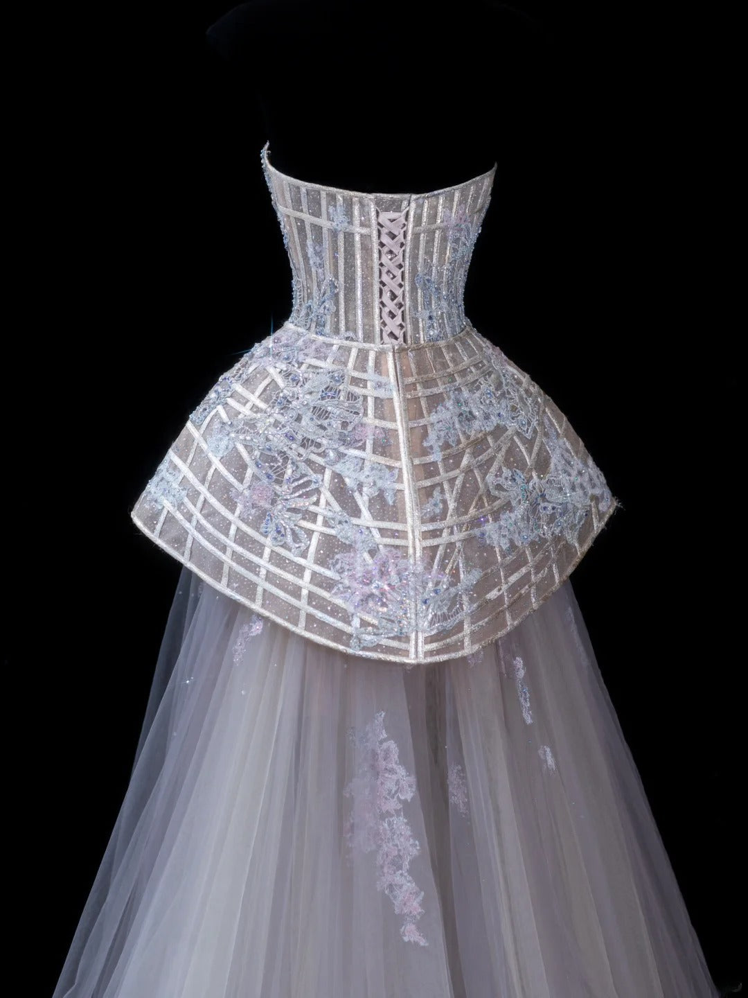 Elegant Ball Gown Strapless Multi Colors Tulle Lace Tops Formal Fancy Long Evening Dresses Dinner Outfits Classy Party Gowns AS613