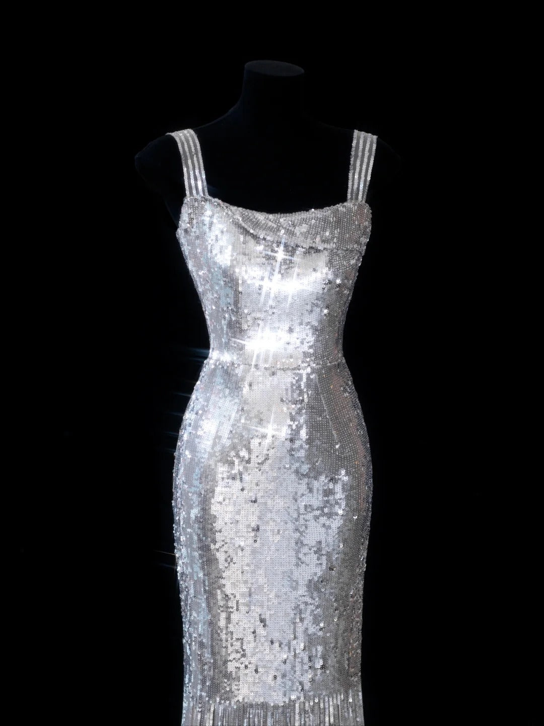 Chic Sheath Square Neck Silver Sequin Long Prom Formal Fancy Evening Dresses Dinner Outfits Classy Party Gowns AS617