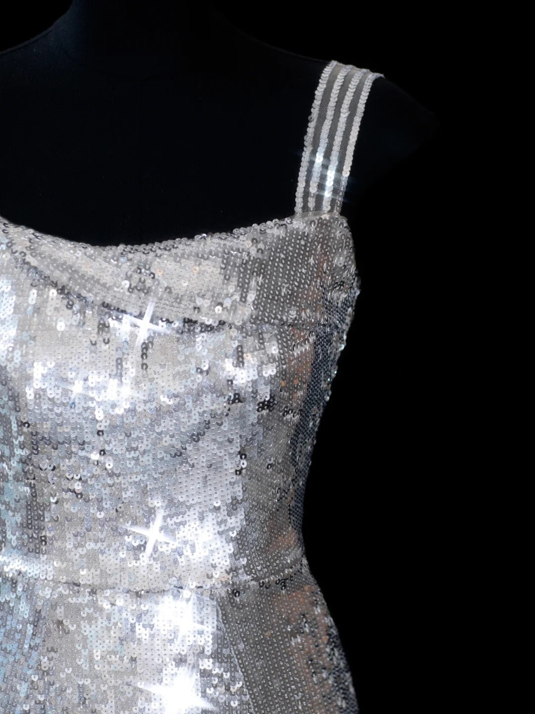 Chic Sheath Square Neck Silver Sequin Long Prom Formal Fancy Evening Dresses Dinner Outfits Classy Party Gowns AS617