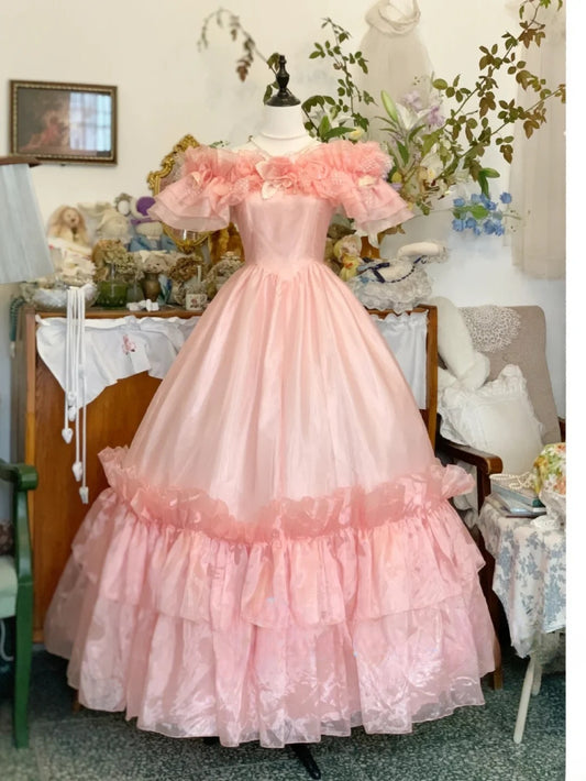 Sweet 16 Dress Ball Gown Off Shouder Pink With Sleeves Vestido De 15 Sweet Sixteen Dress RB9618