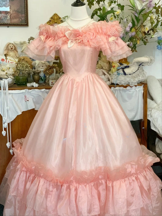 Sweet 16 Dress Ball Gown Off Shouder Pink With Sleeves Vestido De 15 Sweet Sixteen Dress RB9618