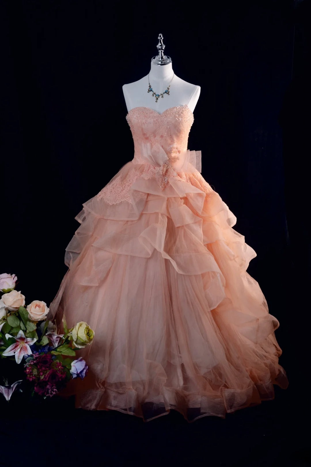Pretty Ball Gown Blush Pink Quinceanera Dresses With Tiered For Sweet 15 Anos Celebration Birthday Formal Gown RB8789
